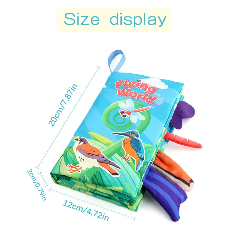 New Baby Cloth Books Visual and Auditory Training Early Educational Toys Kids Cartoon Animal Tails Book for Toddlers 12-72 Month