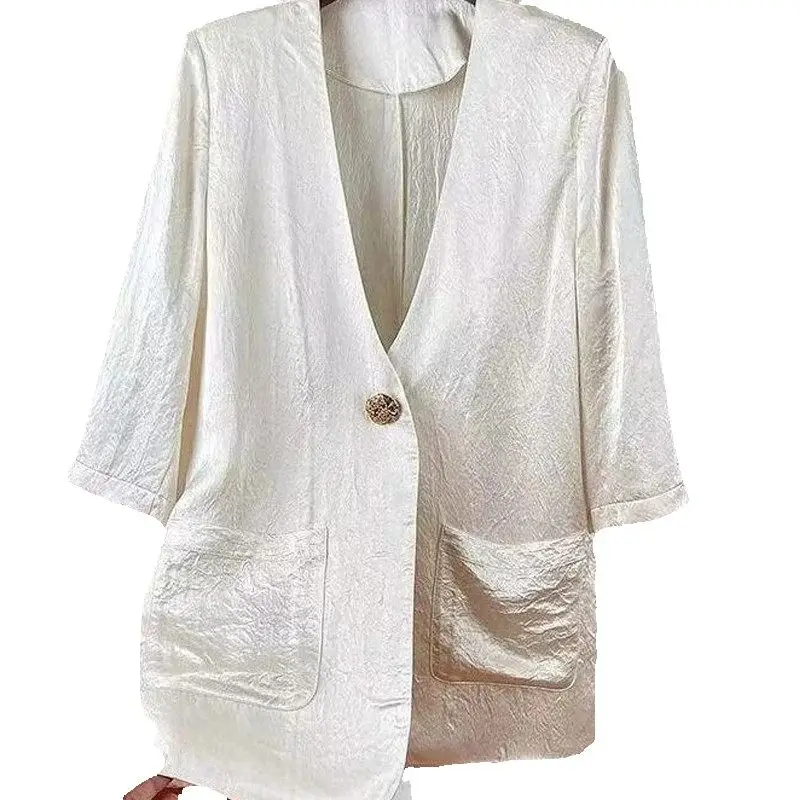 Blazer leggero in stile camicia da donna di lusso - Collezione primavera/estate di grandi dimensioni con maniche a tre quarti |   G397