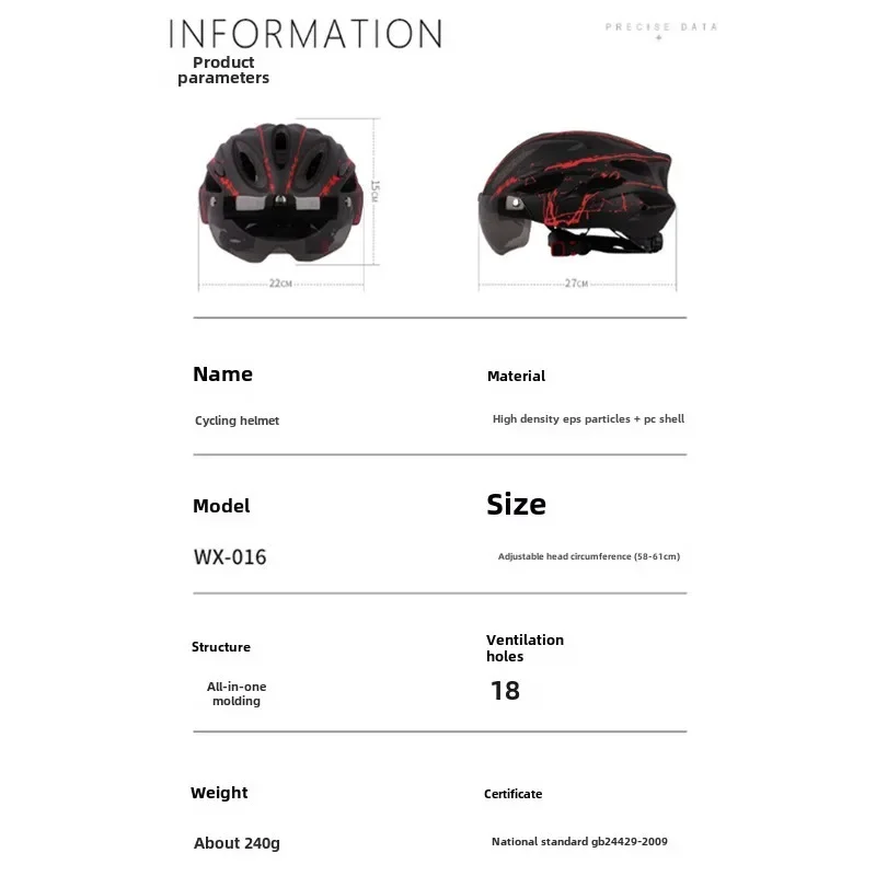 Cycling Mountain Road Cycling Wind Breaking Helmet with Goggles Integrated Forming Lightweight Men's and Women's Sports Outdoor