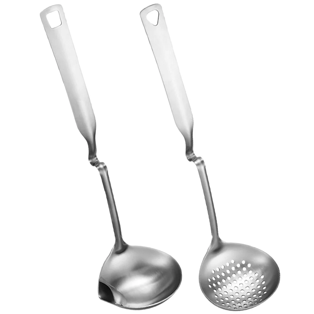 

2 Pcs Separating Spoon Colander Soup Ladle Silverware Stainless Steel Filtering