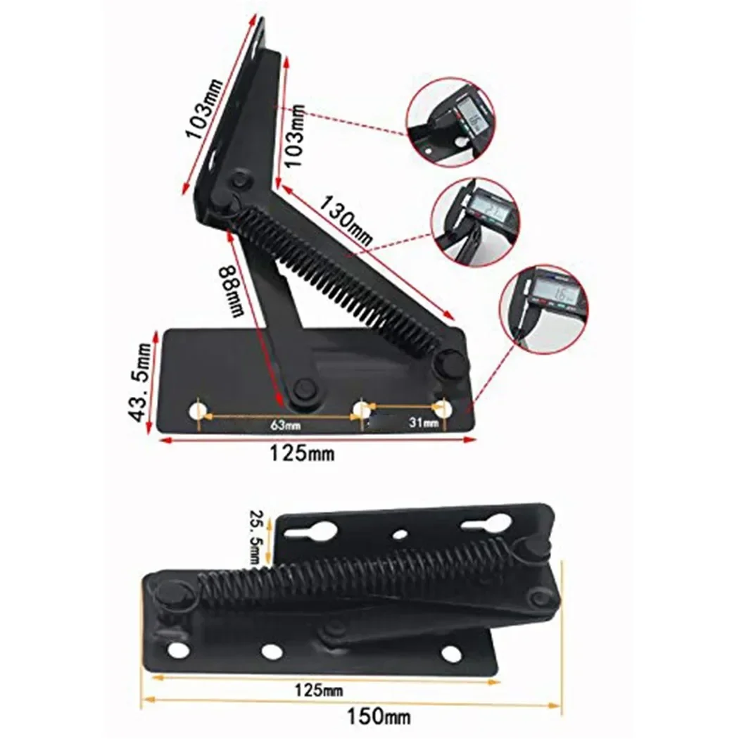 2Pcs Sofa Bed Bedding Adjustable Angle Mechanism Hinge Hardware Black Hardware Small Dual-Purpose Kitchen Sofa Bed Spring Hinge