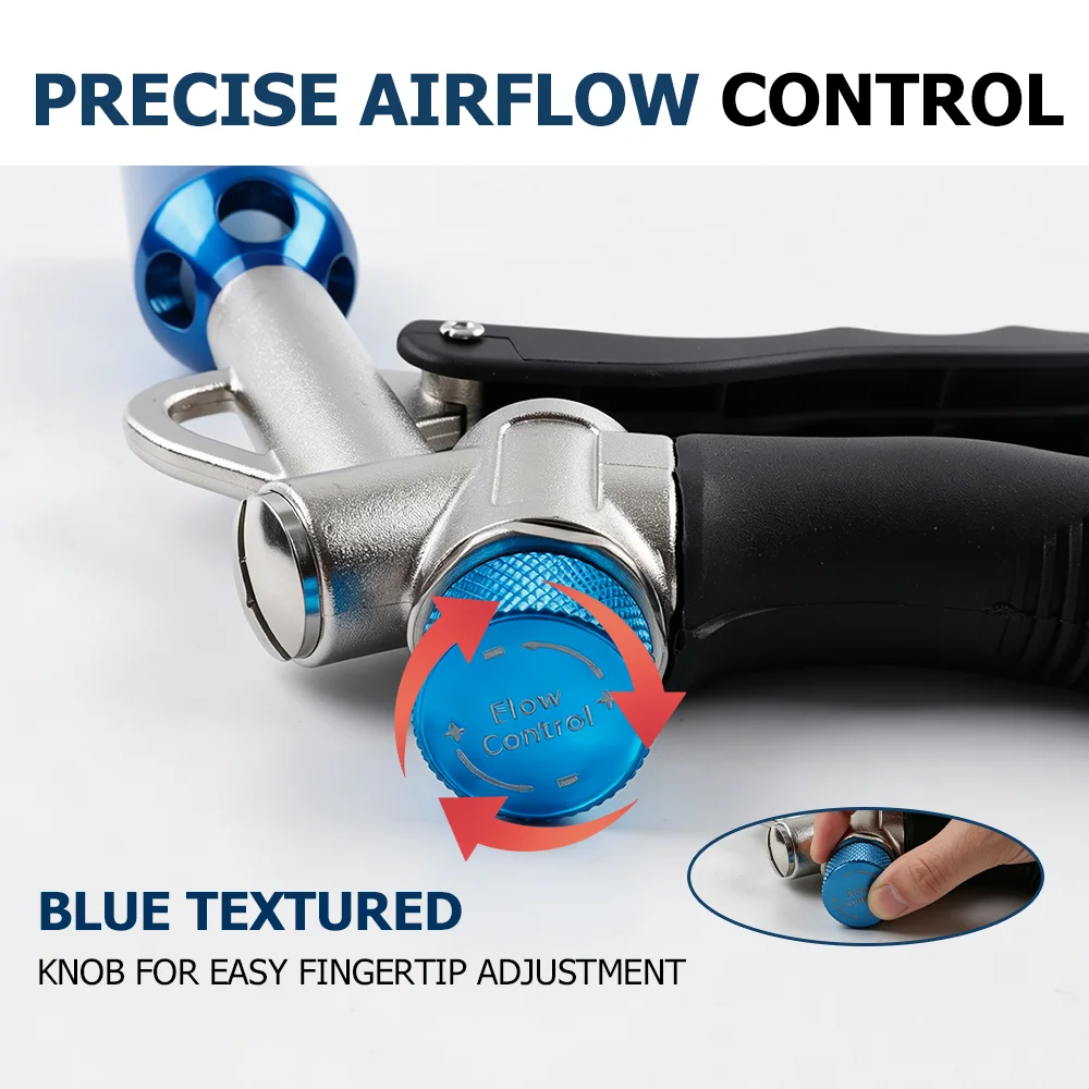 3-IN-1 Adjustable Air Blow Gun High Flow Pneumatic Dust Gun with 1/4