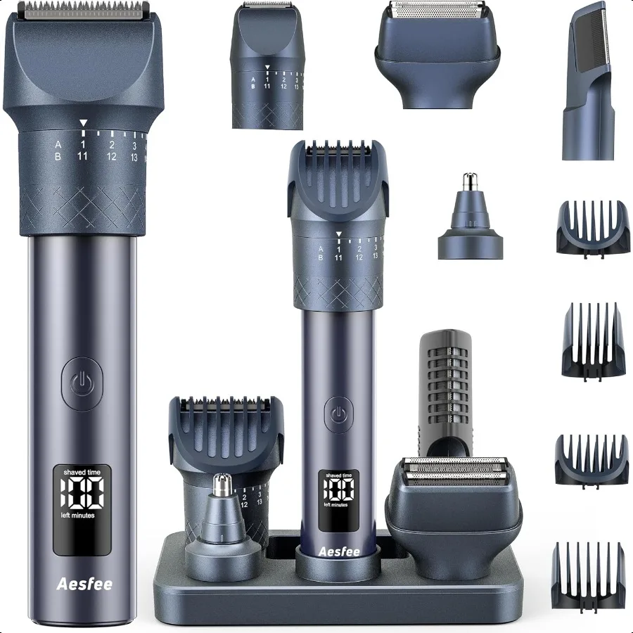 

Beard Trimmer and Clippers Set for Men with Precise Dial Adjustable 20 Settings AllinOne Electric Shavers Haircuts Kit Hair Tri