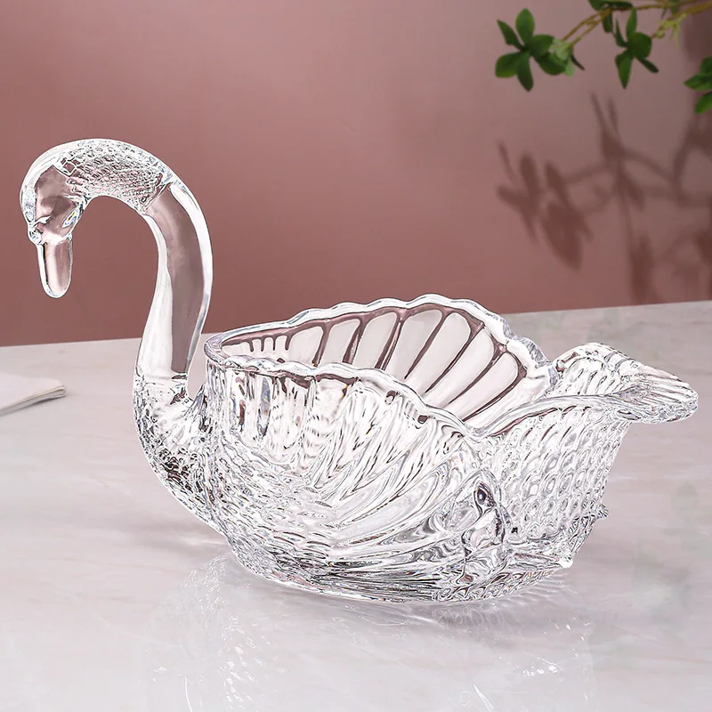 Elegant Crystal Glass Fruit Tray High Aesthetic Value Living Room Coffee Table Luxury Snack Basin Candy Tray Nordic Style