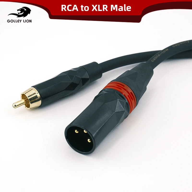 GOLLEY LION RCA to XLR Audio Cable Male to Male, OFC, Gold-Plated, Black