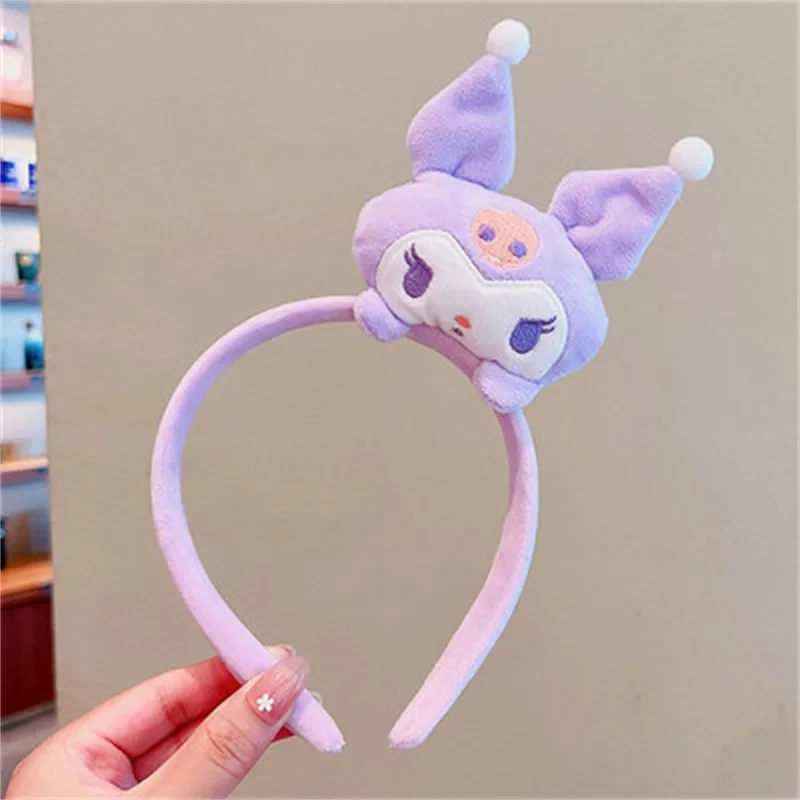 Cute Figure Kuromi Melody Cinnamoroll Plush Hairband Makeup Spa Headband Sweet Non Slip Elastic Skincare Yoga Face Washing