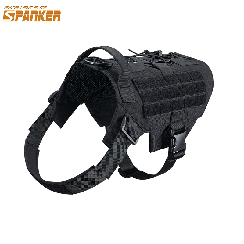 

EXCELLENT ELITE SPANKER Tactical Dog Harness Training Vest Police Pet Vest or Large, Medium and Small Dogs with Handle