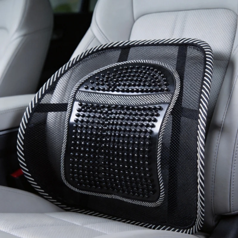 Vented Lumbar Support Pad for Car Seat or Office Chair, Mesh Back Rest with Center Support Panel and Elastic Fastening