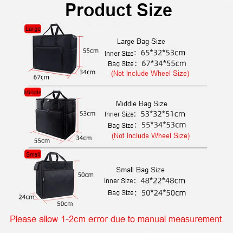 Desktop PC Computer Travel Storage Carrying Case Bag with Wheels for Computer Main Processor Case Monitor Keyboard and Accessori