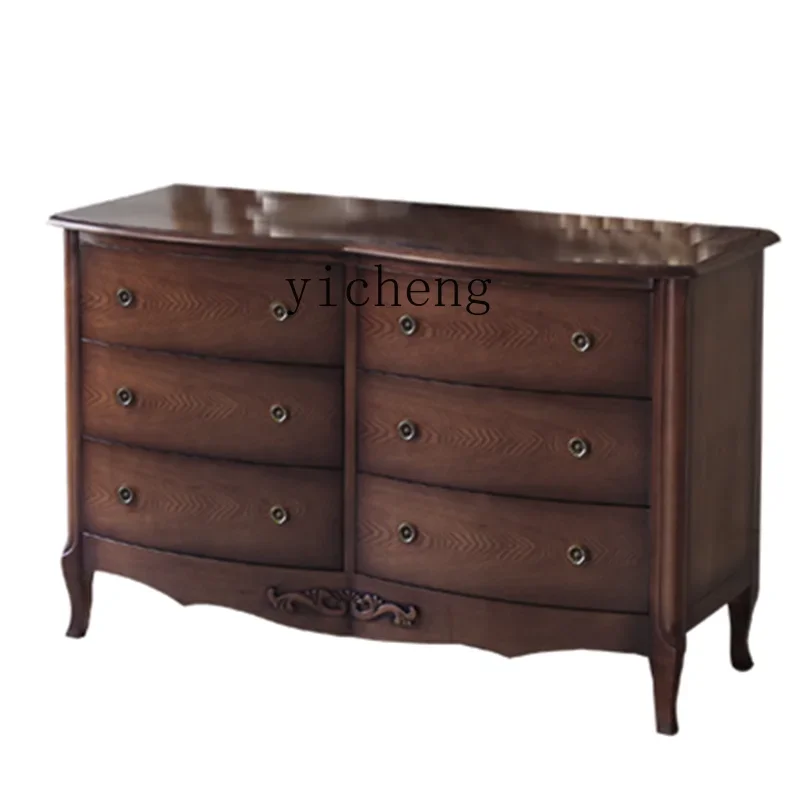 

Retro Classic Wooden Bucket Cabinet Six-Bucket Cabinet Drawer Side Entrance Cabinet Storage Organizer