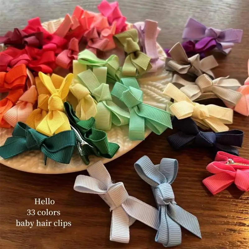 New Bow Hair Clip for Baby Girls Solid Color Fabric Bangs Side Clips Sweet Princess Hair Pin Set Korean Kids Hair Accessories