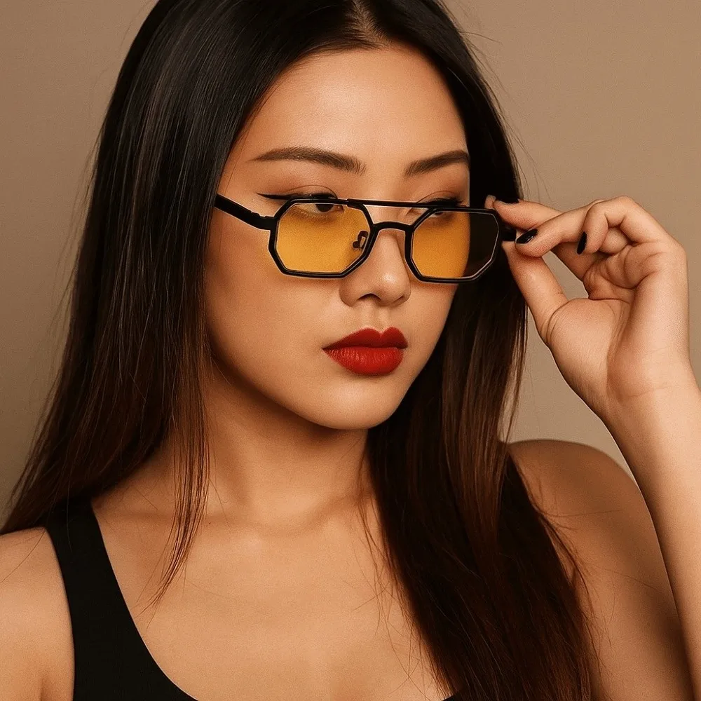 

Personalized Large Frame Polygon Sunglasses Punk UV400 Double Beam Sun Glasses Lightweight Alloy Multicolor Eyewear Unisex