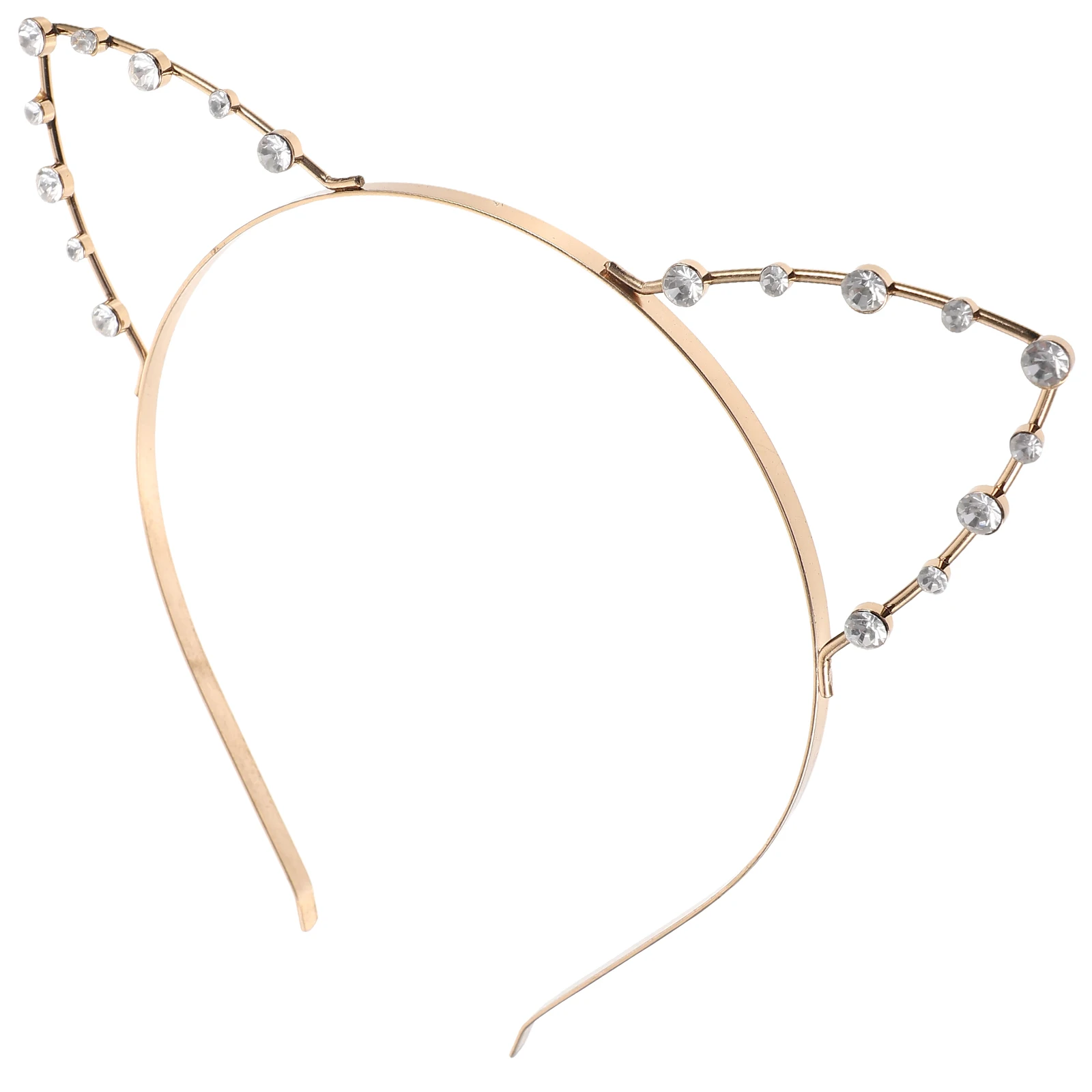 عصابة رأس على شكل آذان قطة من حجر الراين الذهبي المزخرف بشريط شعر معدني مقاس 17 × 17 سم لحدث أزياء العطلات والحفلات الراقصة #2