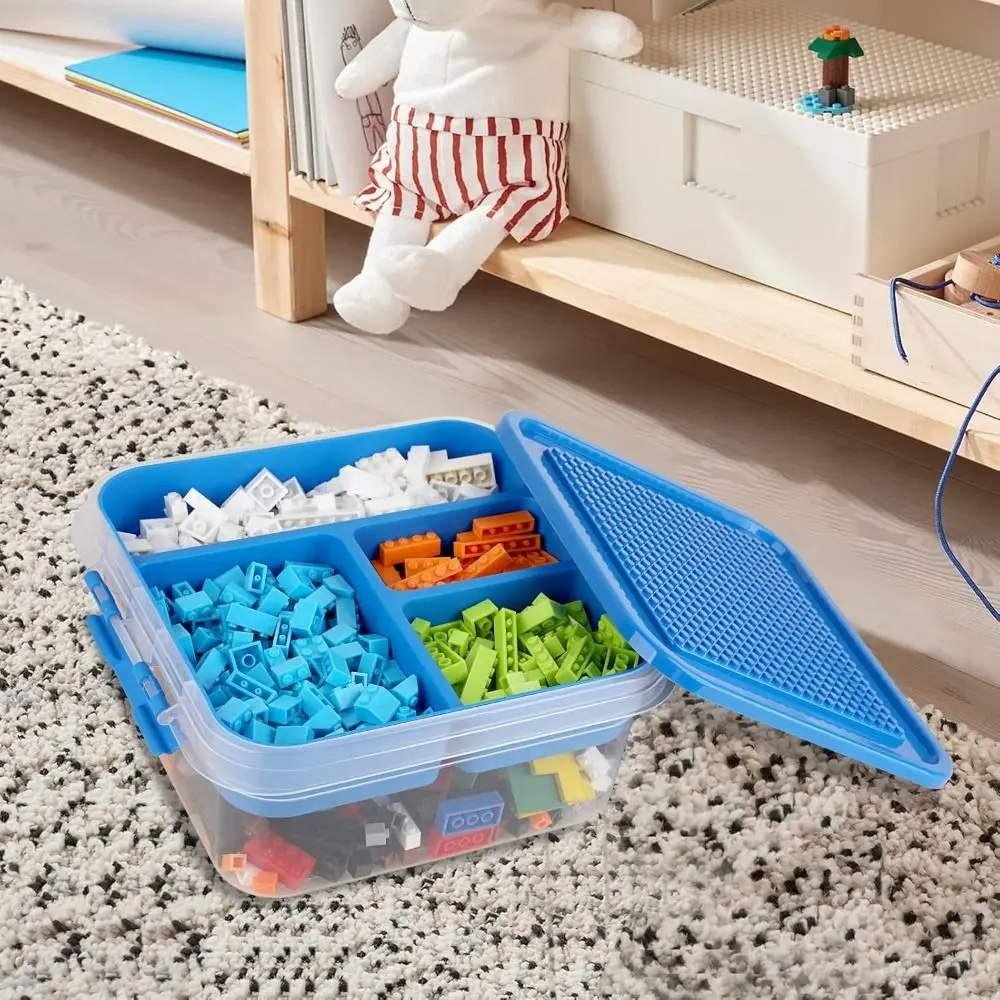 Stackable Building Blocks Storage Box Dustproof Transparent Particle Holder Multi-Compartment Building Base