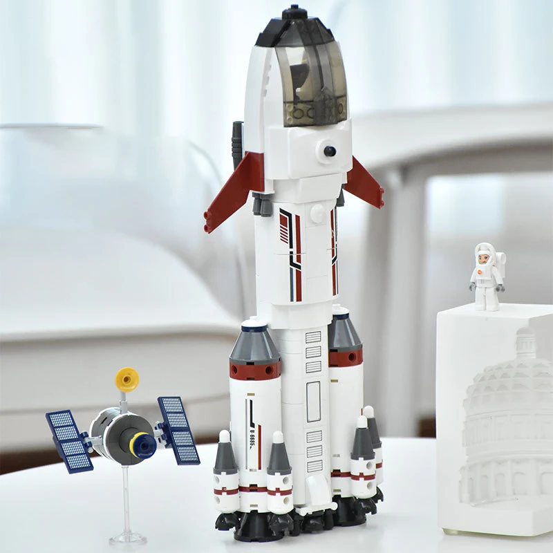 Space Station Saturn Rocket Shuttle Satellite Astronaut Figure Man Building Blocks City Bricks Games Children Toys Gifts