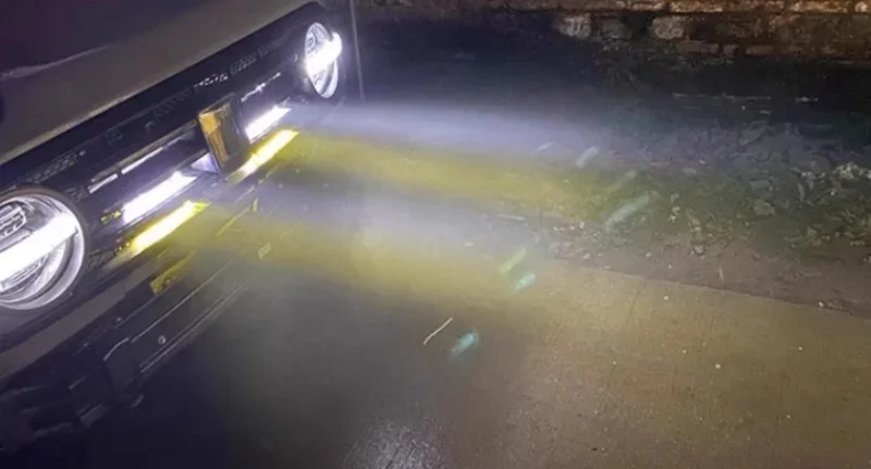 المصد الأمامي للسيارات LED ضوء الضباب الأصفر مناسب لخزان GWM 300 مصبغة السيارة المعدلة شريط طويل ضوء الأضواء أجزاء ترقية السيارة #6