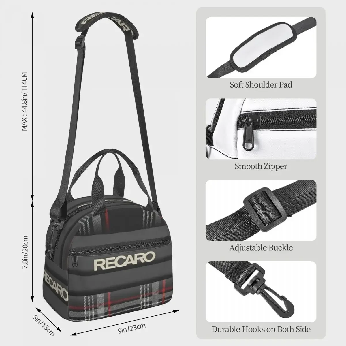 Tartan Plaid Recaros Insulated Lunch Bag for Kids School Cooler Thermal Box Tote Portable Lunch Boxes