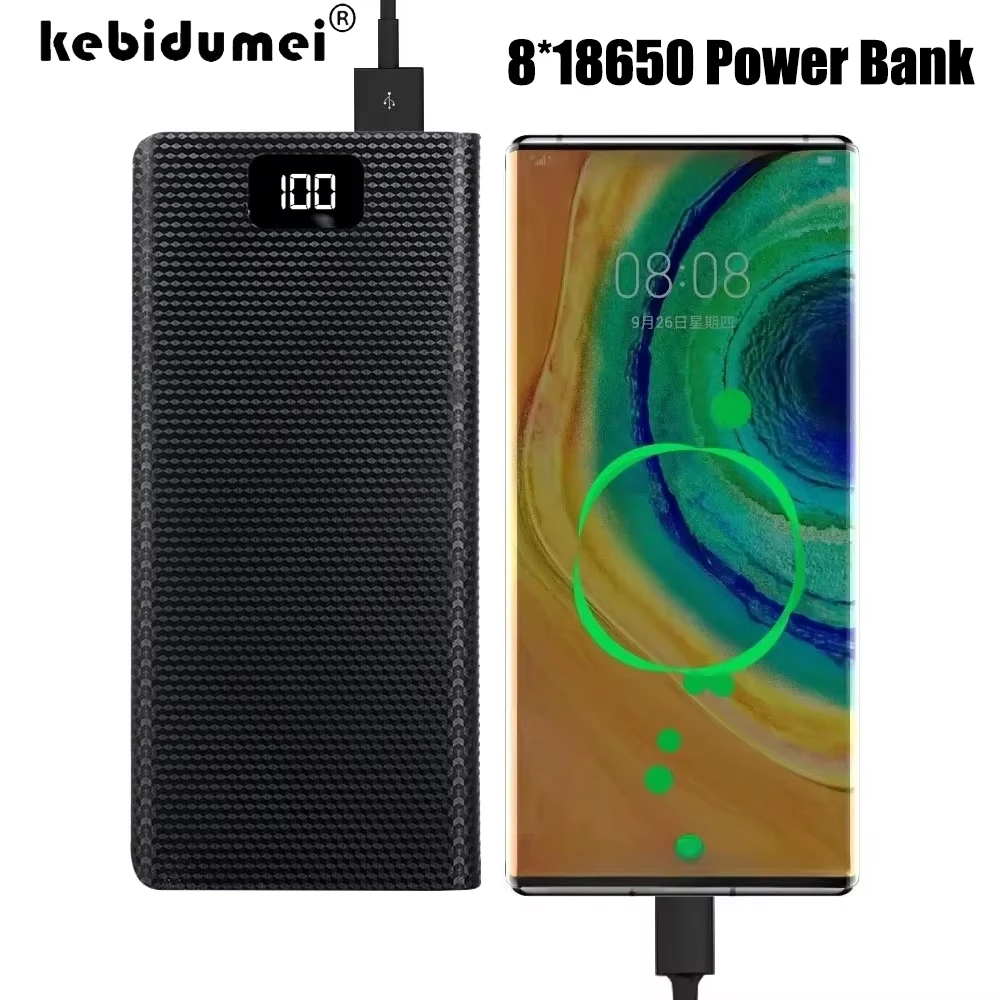 KEBIDUMEI 8*18650 Powerbank-Gehäuse 22,5W Batteriehalter Tragbares USB Typ-C Schnellladegerät für Handy 18650 Batteriegehäuse