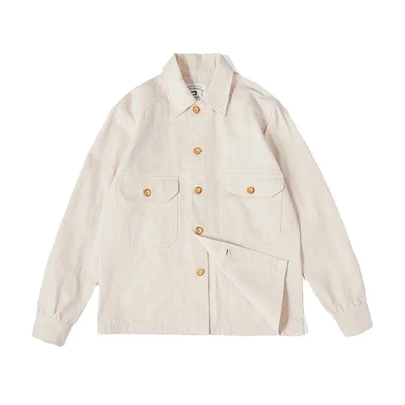 

Мужская винтажная куртка-карго Amekaji, новая весенне-осенняя хлопковая куртка с отложным воротником и множеством карманов, Повседневная брикет в елочку