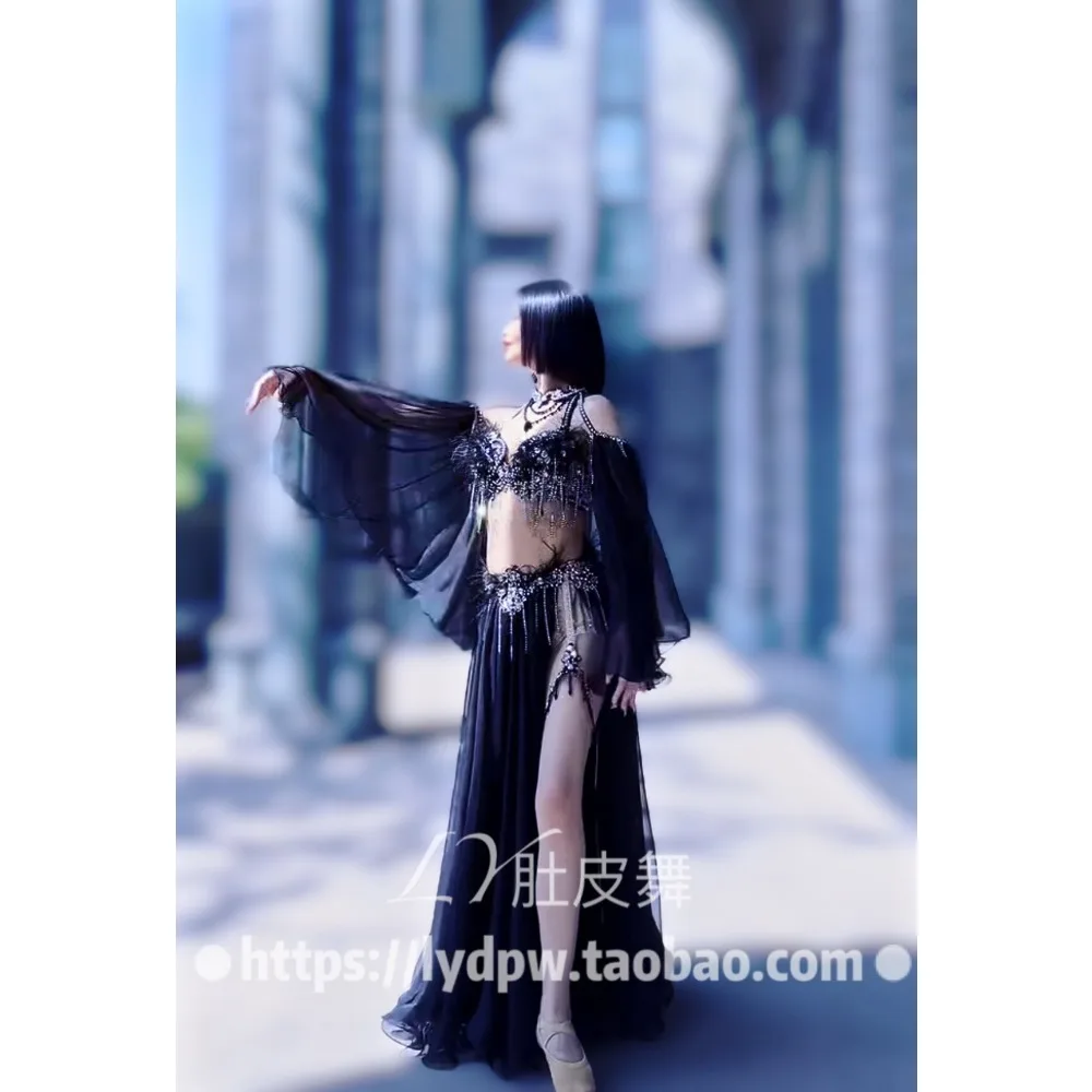 Customized Oriental Dance Baladi Robe Folk Performance Costume Belly Dancewear Saidi Glitter Group Stage Performance Costume