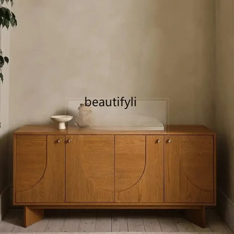 

Nordic simple solid wood dining side cabinet multi-functional tea cabinet living room entrance decorative TV cabinet