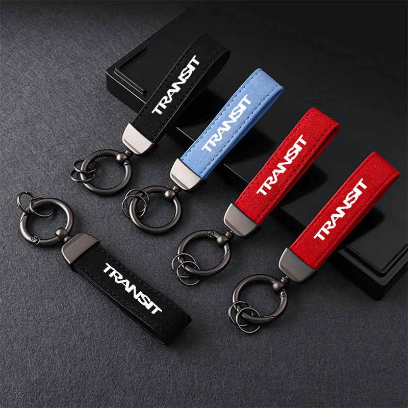 Car Key Chain Rings Metal Leather Keychain Exquisite Anti-lost Universal Keyring For Ford Transit MK6 MK7 Accessories