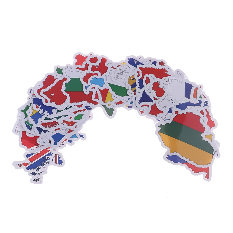 50PCS Car Motorcycle National Flags Stickers Toys for Children Countries Map Travel Sticker to DIY Scrapbooking Suitcase Laptop