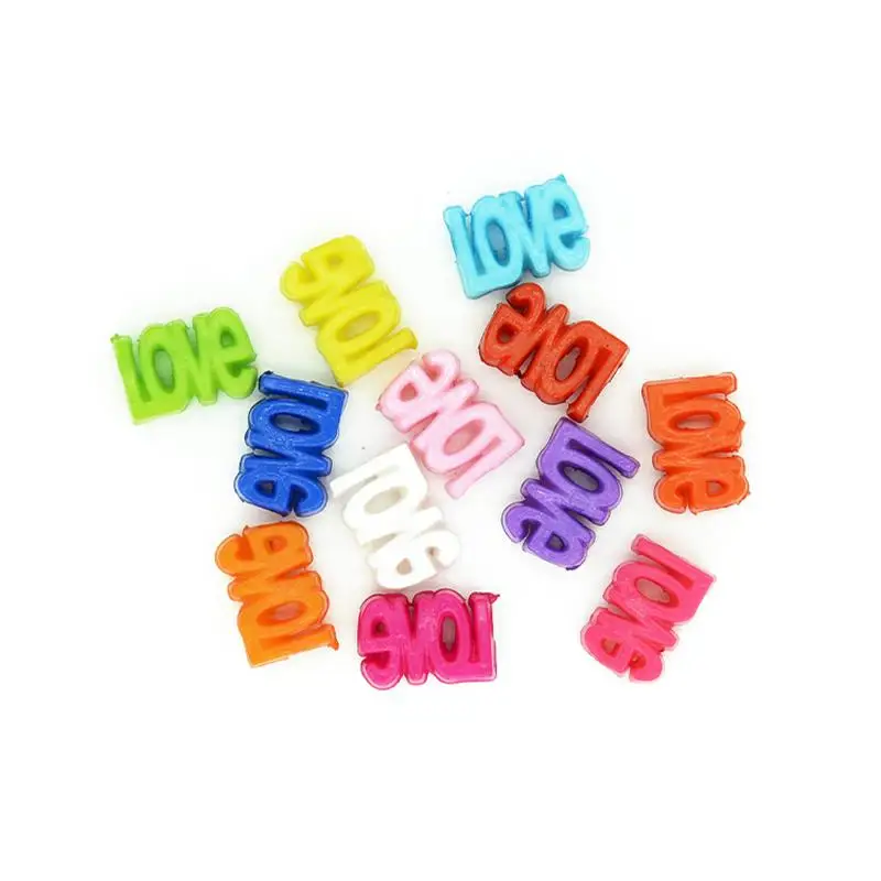 26pcs/Bag Big Hole LOVE-Shape Acrylic Bead 16mm For Hair Jewelry Making DIY Bracelet Spacer Accessories