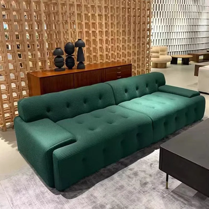 Straight row, sofa Italian minimalist, fabric living room small apartment three people