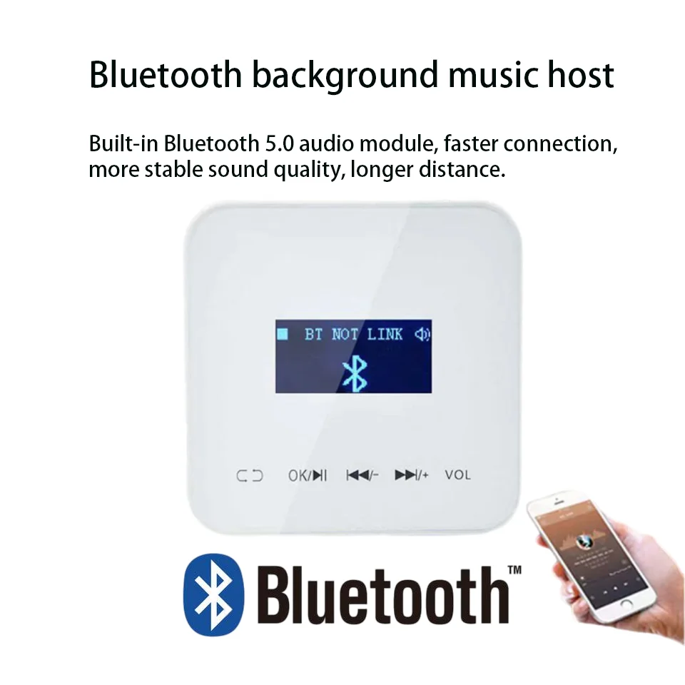 Amplificador de pared con Bluetooth, minidispositivo con tecla táctil, potente sistema de sonido estéreo HiFi para cine en casa, Audio FM, USB, TF, AUX, nuevo