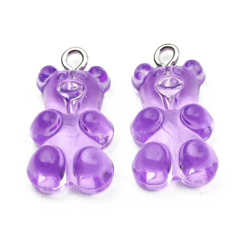 10Pcs Candy Color Gummy Bear Charms for Jewelry Making DIY Pendants Cute Mini Earrings Necklaces Bracelet Finding 21X12mm