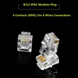 モジュール式ヘッドフォンネットワークケーブルプラグ,金メッキガラスプラグ,圧着ネットワーク,rj12,6p6c,rj45