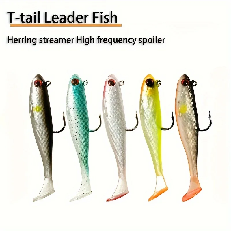 5 Stück T-Tail Leader Pack Leader Fish Imitation Bait 2,8 Zoll/3,5 Zoll T-Tail Road Runner Soft Bait