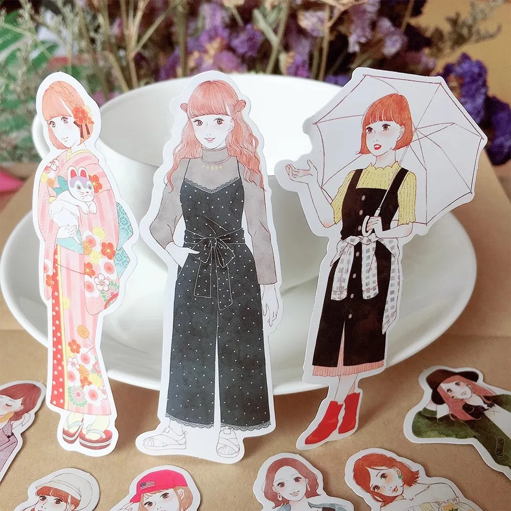 110Pcs Fashionable Girl Cartoon Stickers, Kawaii 2D Character Stickers, Decorative Mobile Phone Case Skateboard Suitcase