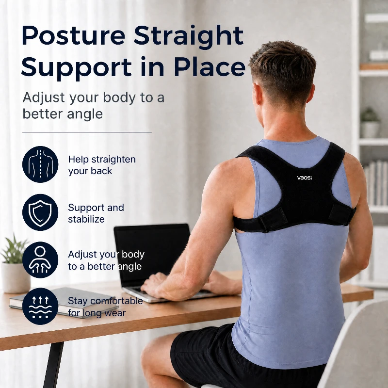Men's & Women's Adjustable Back Posture Support Belt - 1-Piece with Comfortable Shoulder Strap, Ideal for Hiking, Light Outdoor & Gym Training