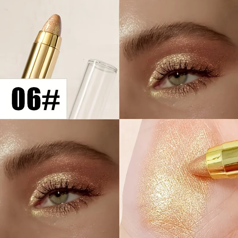 モノクロ長持ち双頭アイシャドウスティック高着色シマーグリッターとマットニュートラルブラウンアイシャドウペンシル