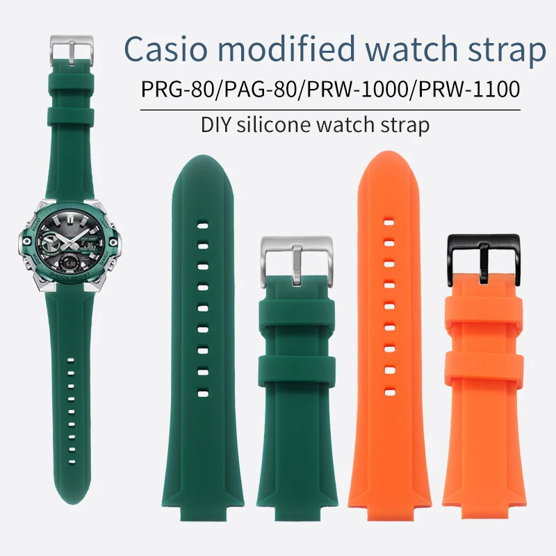 

Soft silicone watch strap for Casio watch PRG-80/PAG-80/PRW-1000/PRW-1100 Sports Convex rubber watchband replacement wristbands