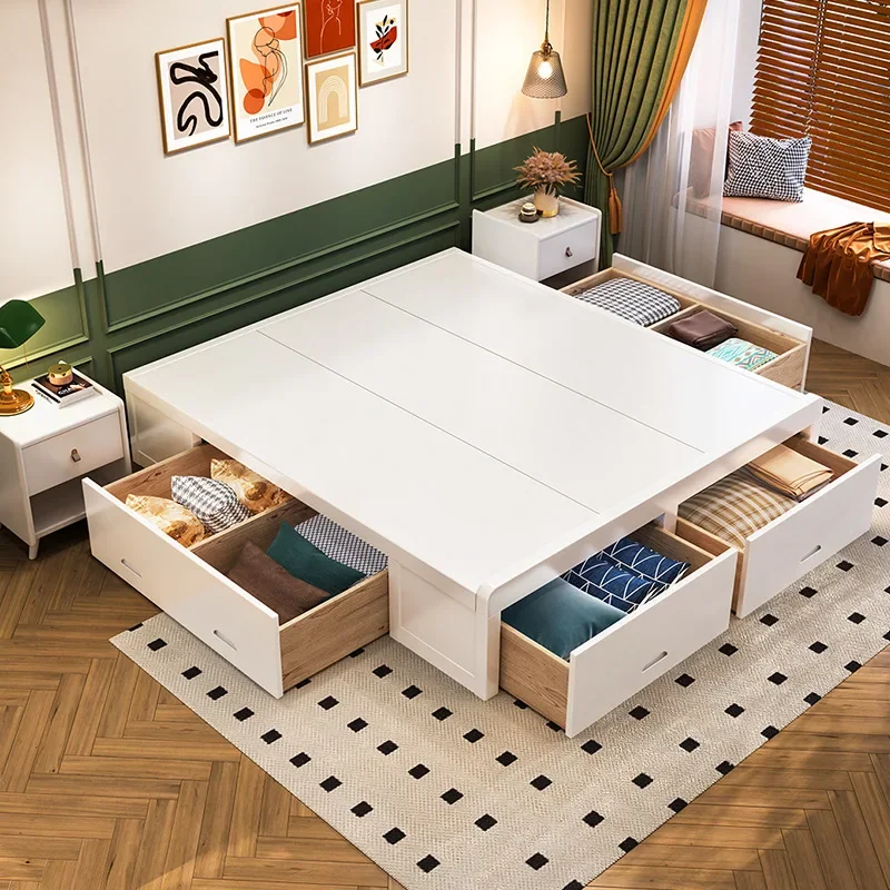 No bedside tatami bed, black hard board bed, low bed, floor bed without back, bed frame, solid wood bed box
