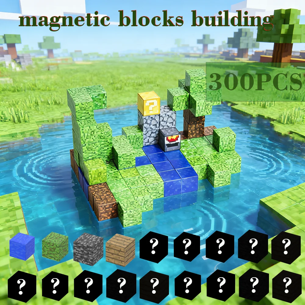 GIROMAG 300PCS Magnetic Blocks Set Comes With A Small Toy ,Educational STEM Toys for Ages 3-12 Creative Building Play