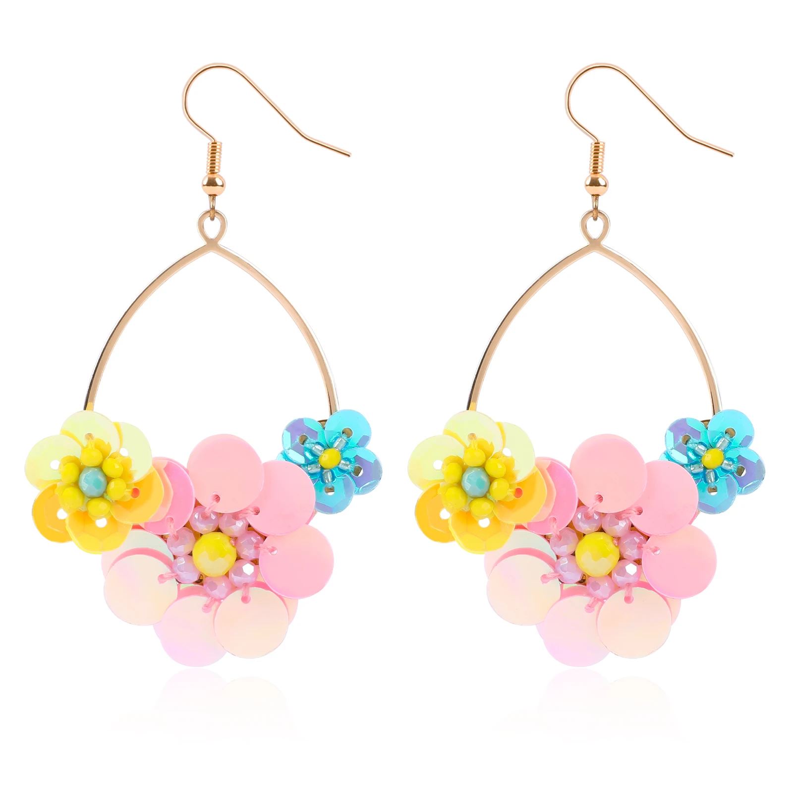 IDEAJOY Colorful Flower Drop Earrings For Women Fashion Jewelry For Ladies Girls Gifts Handmade Flower Dangle Earrings Women