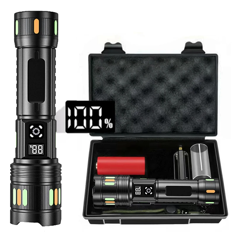 Lampe de poche LED rechargeable, torche en alliage d'aluminium, Zoomable, 3 modes, étanche, haute puissance, lampe de poche pour Camping en plein air