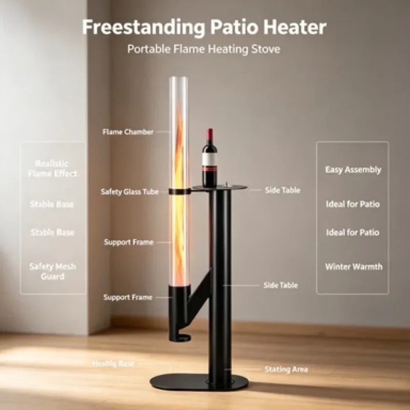 Vertical Wood Burning Rocket Stove With Tabletop Outdoor Patio Viewing Heater Winter Multi Fuel Pellet Fire Burner For Camping