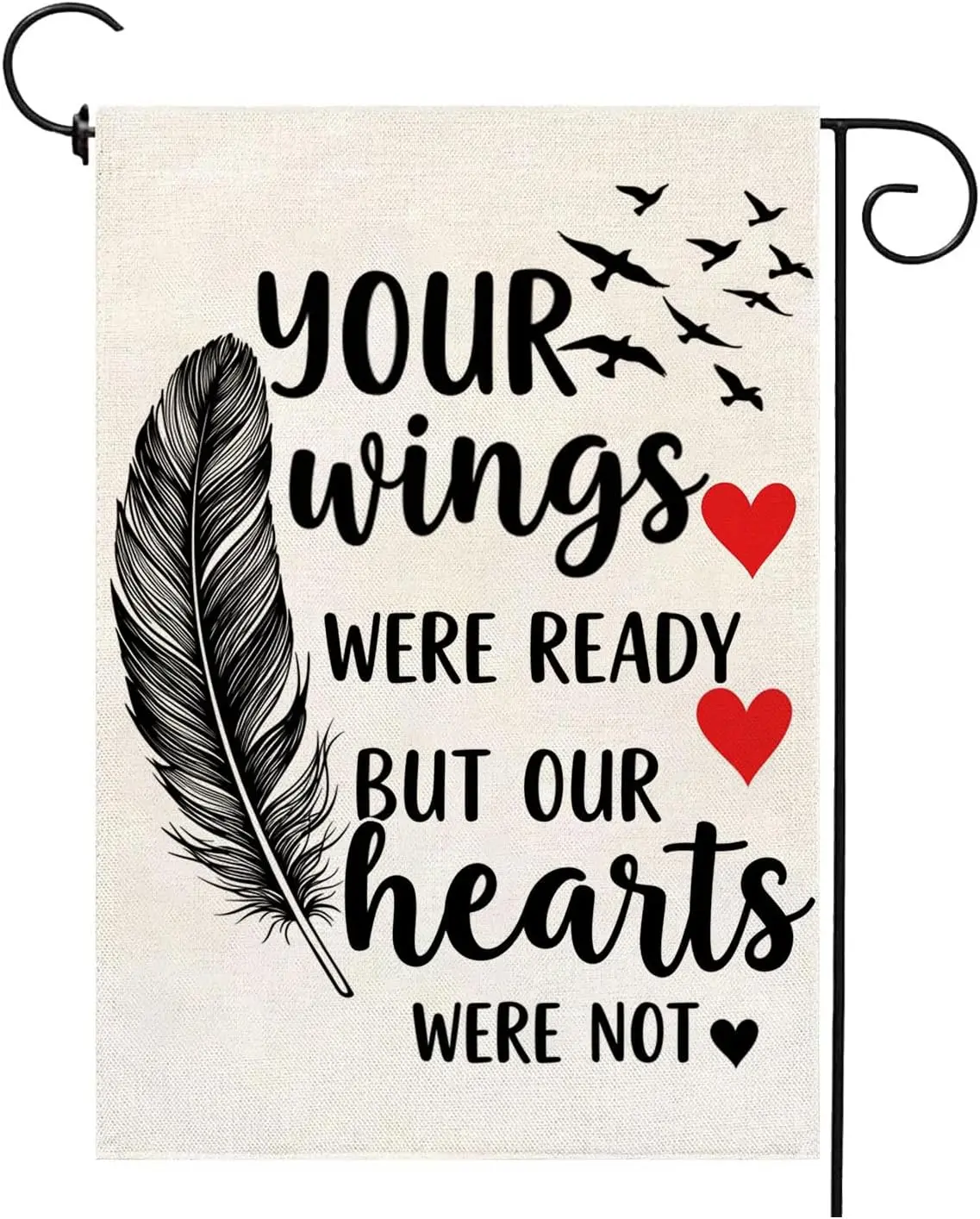 Memorial Day Garden Flag 12x18 Inch Double Sided Outside Memorial Feather Love Wings Gravesite Saying Yard Outdoor Decor uui