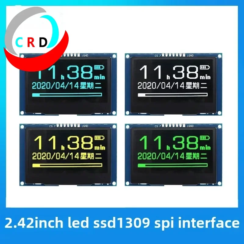 Changruida 2.42-inch OLED display 7-pin 4-wire SPI module 128x64 (white, blue, yellow and green) SSD1309