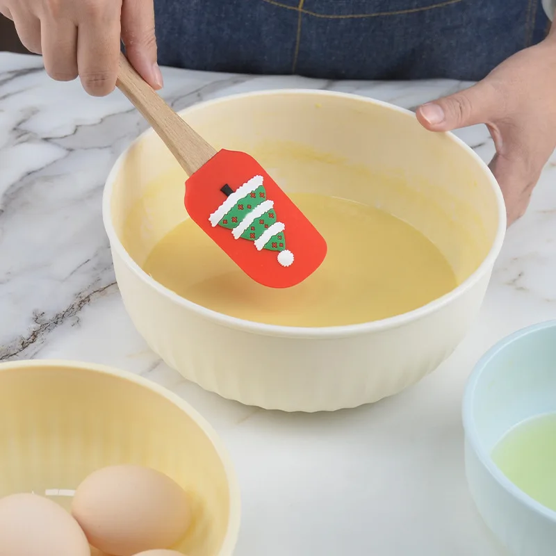 

Christmas Series Cake Cream Spatula Silicone Pastry Scraper Non-stick Wooden Handle Butter Pastry Scraper Kitchen Baking tools