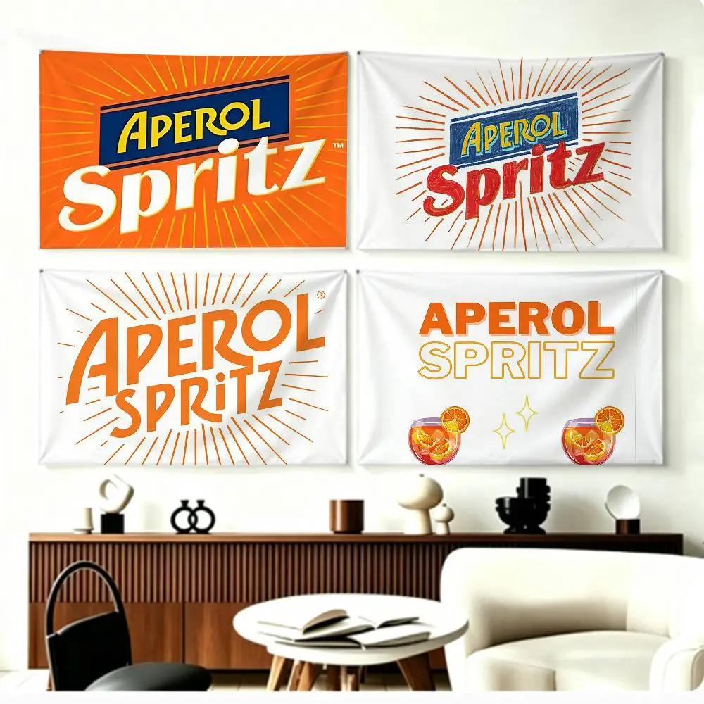 

Cocktail LOGO A-APEROL S-SPRITZ Flags Wall Hanging Background Art Banner for Bedroom Home Outdoor Decor