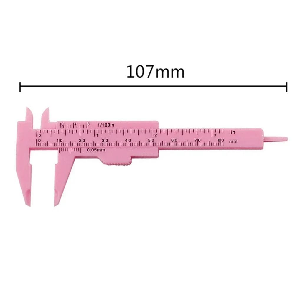 0-80mm Plastic Vernier Caliper Student Dial Gauge Micrometer Measuring Ruler Student Vernier Ruler White Pink