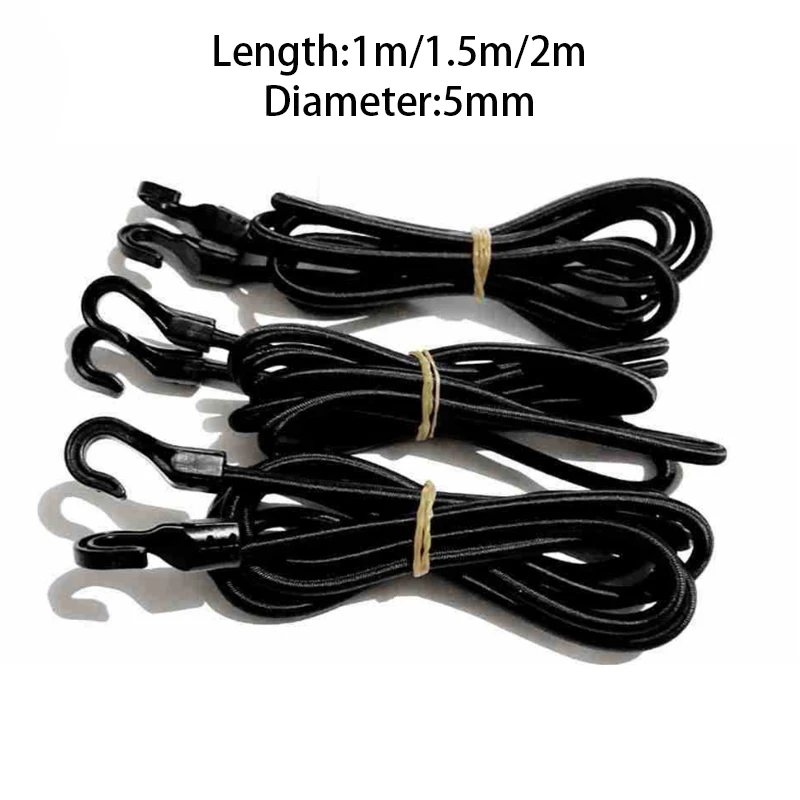 1m/1. 5m/2m Motorcycle Heavy Duty Elastic Bungee Shock Cord Strap Stretch Plastic Hook Elastic Round Rope Luggage Tent