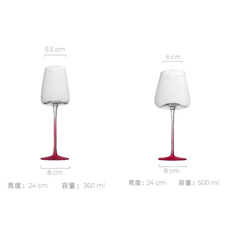 Kawaii 360/500ml Cute Pink Girls Gradient Champagne Red Wine Glass Art Big Belly Tasting Party Nordic Romance Style Woman Cup