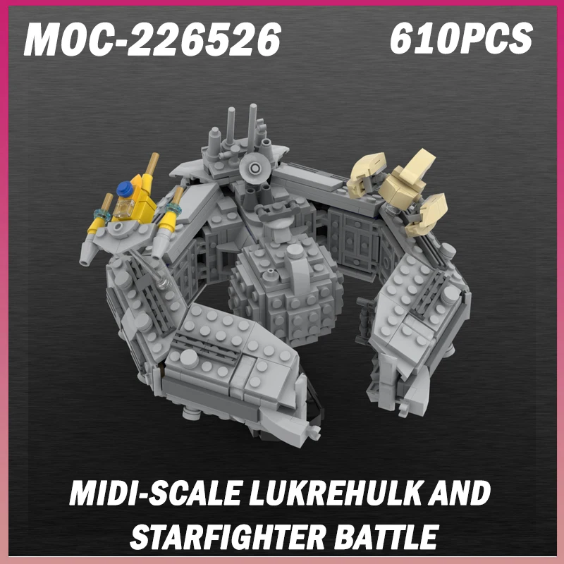 

610PCS MOC-226526 Space War Midi-Scale Lukrehulk And Starfighter Battle Building Block Model Brick Set Creative Adult DIY Gifts